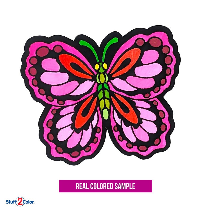 Stuff2Color Color Your Own Velvet Butterflies - 12 Pack - Beautiful Arts and Crafts Coloring Fun for All Ages - Decorate Your Room, Color with Friends, Party Favors and Activities (All Unique Designs) - Image 5